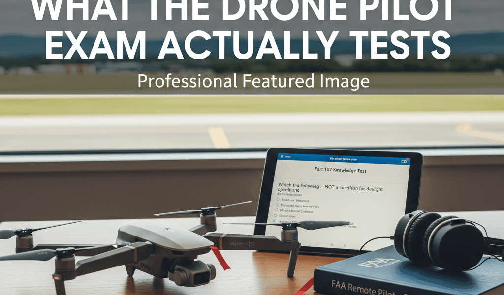 Professional featured image for drone pilot article: What the Drone Pilot Exam Actually Tests. High 
