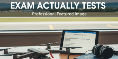 Professional featured image for drone pilot article: What the Drone Pilot Exam Actually Tests. High