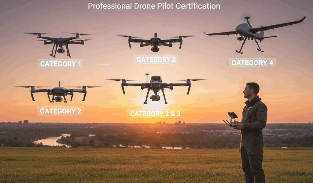 Professional featured image for drone pilot certification article: UAS Categories and What They Mean