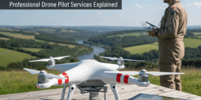 Professional featured image for drone pilot article: What is UAS service. High quality photography,