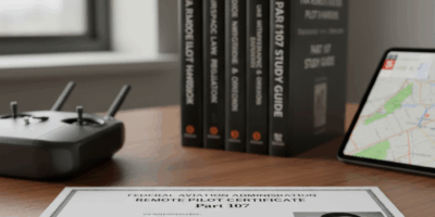 Professional drone pilot certification image for article: 5 Books That Actually Help You Pass Part 1