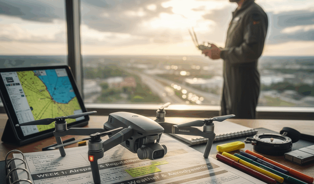 Professional featured image for drone pilot certification article: A Week-by-Week Study Plan That Wo