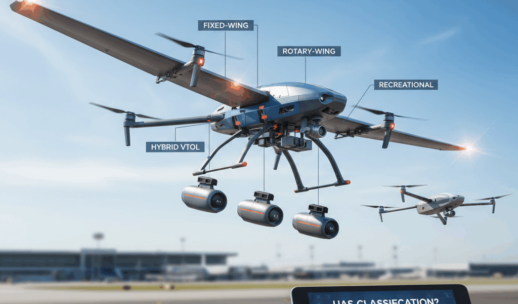 Professional featured image for drone pilot certification article: How are UAS classified. High qual